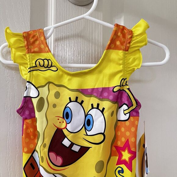 Nickelodeon SpongeBob SquarePants One Piece Swimsuit UPF 50+ Girls Size 2T TAGS - Picture 2 of 10